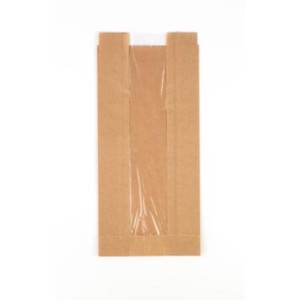 Confectionery bags with window, brown, 24 x 10 x 5.5 cm, 100 pcs